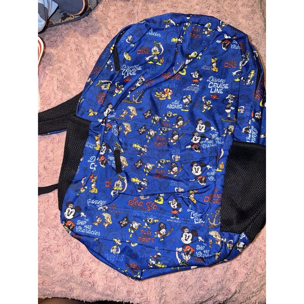 Disney Cruise Line Mickey & Friends Pluto Goofy Anchor Nautical Blue Backpack